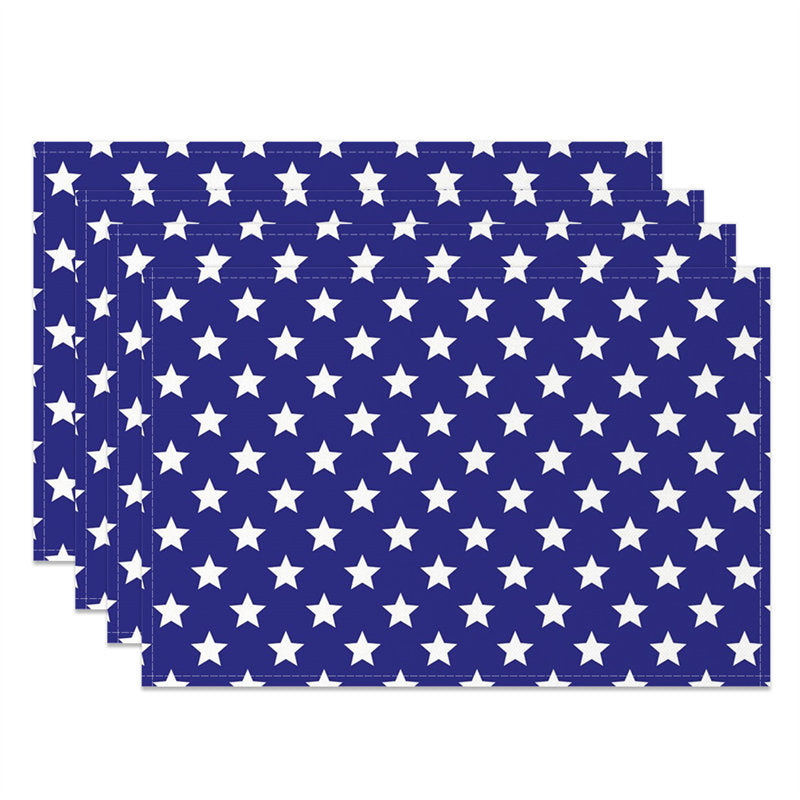 Aperturee - Blue White Stars Independence Day Set Of 4 Placemats