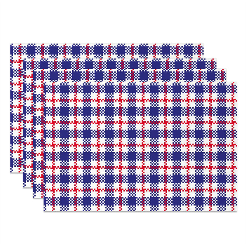 Aperturee - Blue Red Plaid Independence Day Set Of 4 Placemats