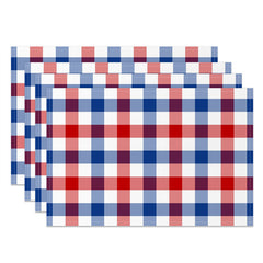 Aperturee - Red Blue White Squre Plaid Dining Set Of 4 Placemats