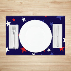 Aperturee - White Red Blue Star Modern Dining Set Of 4 Placemats