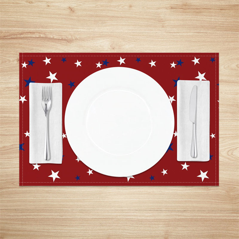 Aperturee - Red White Blue Little Star Dining Set Of 4 Placemats