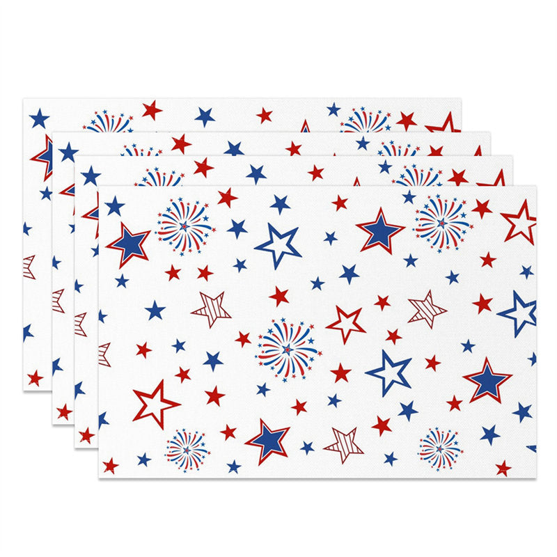 Aperturee - Spark Star Deco Independence Day Set Of 4 Placemats