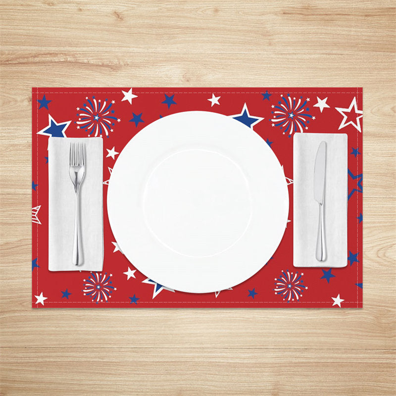 Aperturee - Red Blue White Independence Day Set Of 4 Placemats