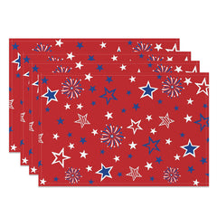 Aperturee - Red Blue White Independence Day Set Of 4 Placemats