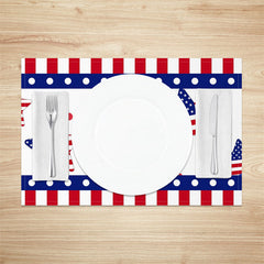 Aperturee - Stripe Star Dots Independence Day Set Of 4 Placemats