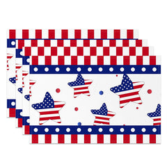 Aperturee - Stripe Star Dots Independence Day Set Of 4 Placemats