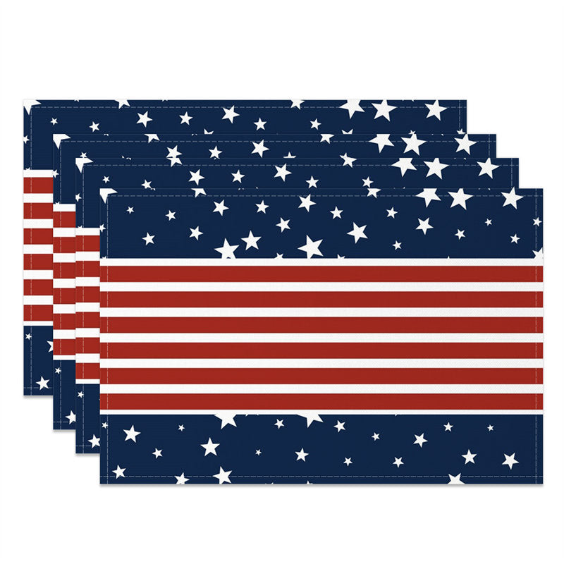 Aperturee - Stars Line Retro Independence Day Set Of 4 Placemats