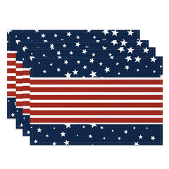 Aperturee - Stars Line Retro Independence Day Set Of 4 Placemats