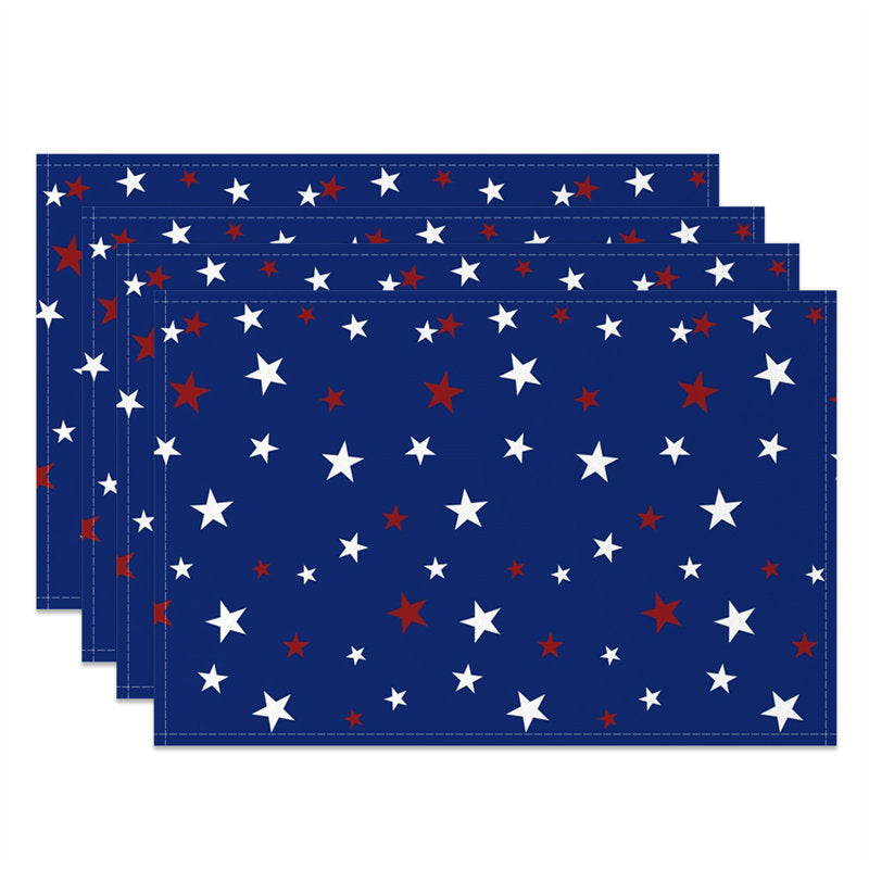 Aperturee - Blue White Red Little Star Dining Set Of 4 Placemats