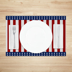 Aperturee - Grey Blue Red Independence Day Set Of 4 Placemats