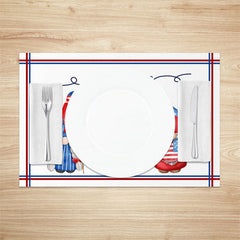 Aperturee - Gnome Red Blue Independence Day Set Of 4 Placemats