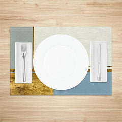 Aperturee - Grey White Blue Gold Line Modern Set Of 4 Placemats