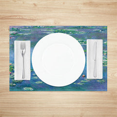 Aperturee - Pond Lotus Leaves Painting Dining Set Of 4 Placemats