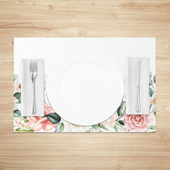 Aperturee - Lovely Bloom Flowers Leaf Spring Set Of 4 Placemats