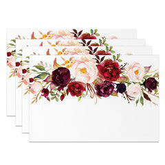 Aperturee - Red Purple Pink Flowers Spring Set Of 4 Placemats