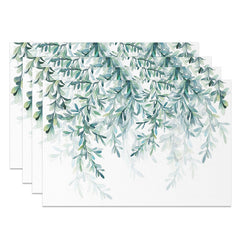 Aperturee - Greenery Hanging Leaves Dining Set Of 4 Placemats