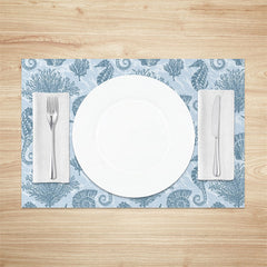 Aperturee - Shells Starfish Seahorse Repeat Set Of 4 Placemats