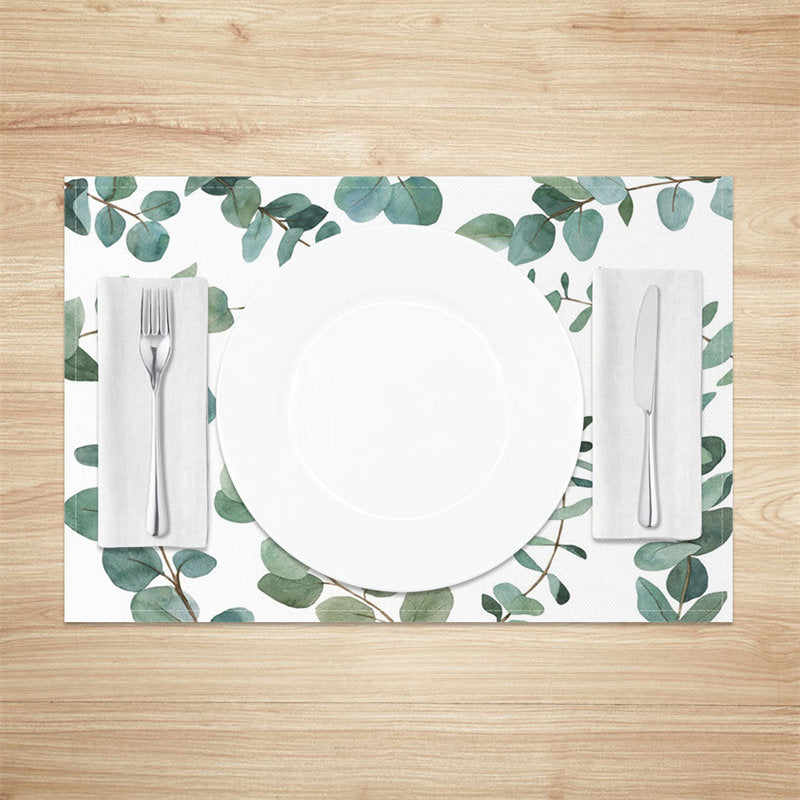 Aperturee - Leaves Greenery Spring Dining Set Of 4 Placemats