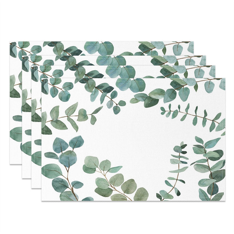 Aperturee - Leaves Greenery Spring Dining Set Of 4 Placemats