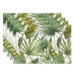 Aperturee - Greenery Yellow Green Leaf Dining Set Of 4 Placemats