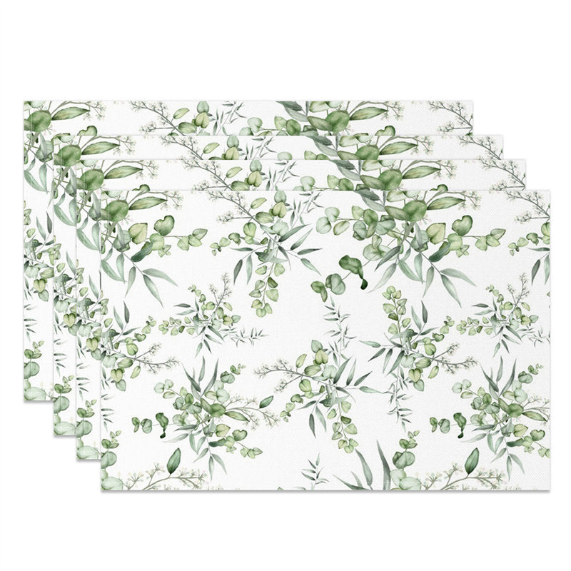 Aperturee - Green Leaves Shoots Modern Dining Set Of 4 Placemats