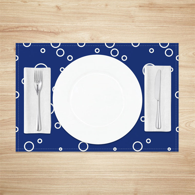 Aperturee - Blue White Circles Simple Dining Set Of 4 Placemats