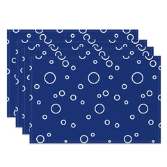 Aperturee - Blue White Circles Simple Dining Set Of 4 Placemats