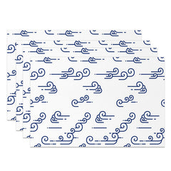 Aperturee - White White Wavy Lines Set Of 4 Placemats For Table