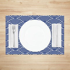 Aperturee - Repeat Blue White Lines Dining Set Of 4 Placemats