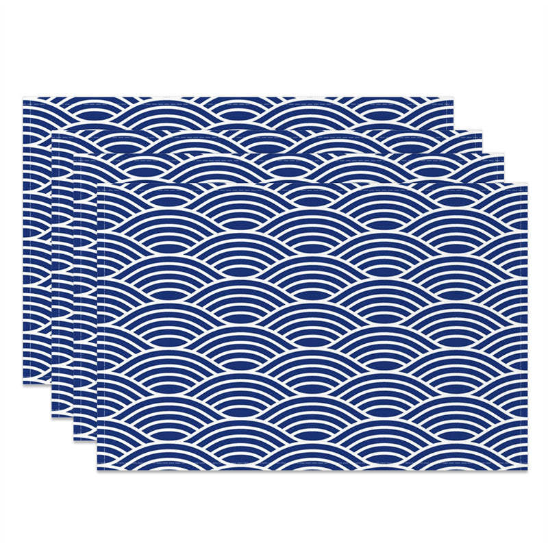 Aperturee - Repeat Blue White Lines Dining Set Of 4 Placemats