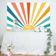 Aperturee - Boho Rainbow Sun Hello Sunshine Birthday Backdrop