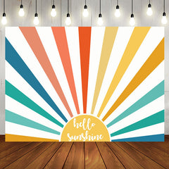 Aperturee - Boho Rainbow Sun Hello Sunshine Birthday Backdrop