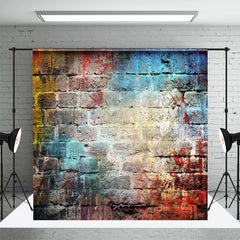 Aperturee - Aperturee Retro Colorful Graffiti Brick Wall Room Set Backdrop