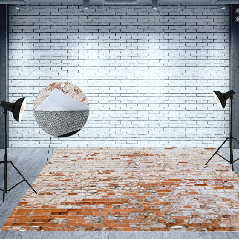 Aperturee - Aperturee Vintage Shabby Grey Red Brick Wall Room Set Backdrop