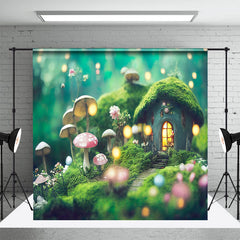 Aperturee - Aperturee Mushroom Bokeh Greenery Stone Floor Room Set Backdrop