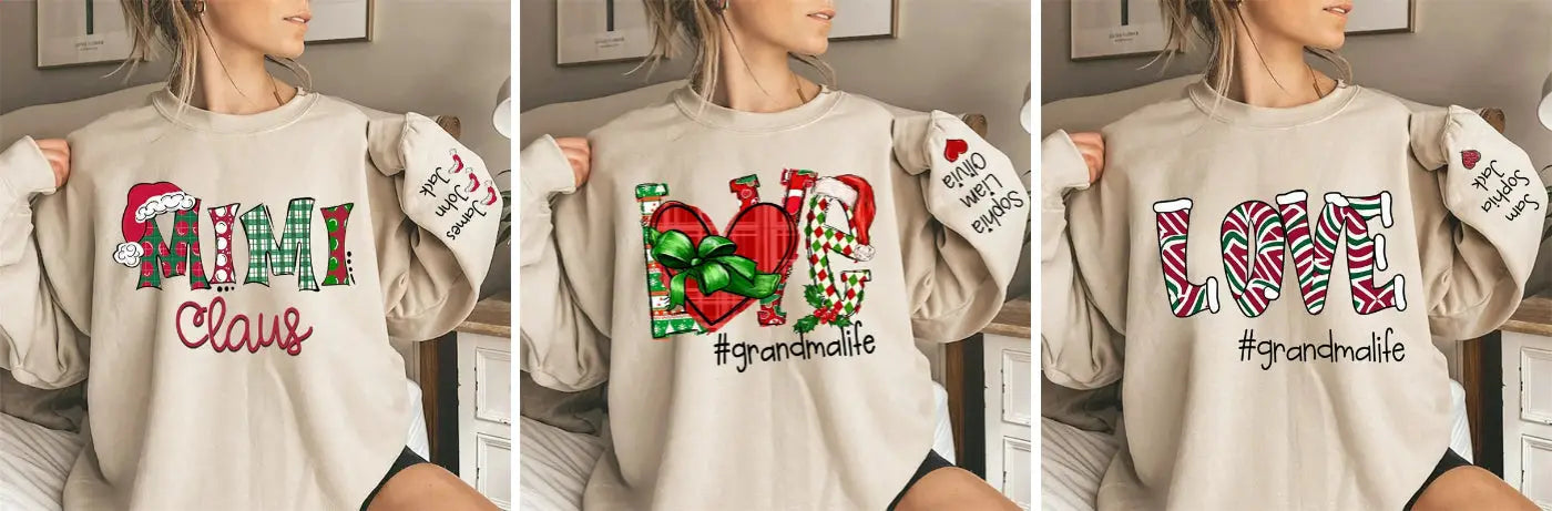 Heart Love Grandmalife Custom Christmas Sweatshirt - Aperturee