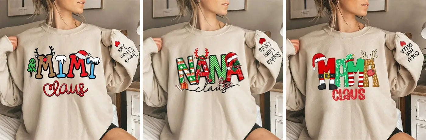 Christmas Elf Elk Claus Custom Mom Daughter Sweatshirt - Aperturee