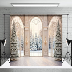 Aperturee - Aperturee Christmas Vibe White Luxury Window Room Set Backdrop