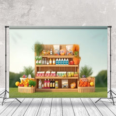 Aperturee - Fruit Beverage Store Birthday Cake Smash Backdrops