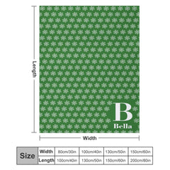 Aperturee - Green White Snow Winter Christmas Custom Name Blanket