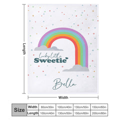 Aperturee - Colorful Rainbow Little Sweetie Custom Name Blanket