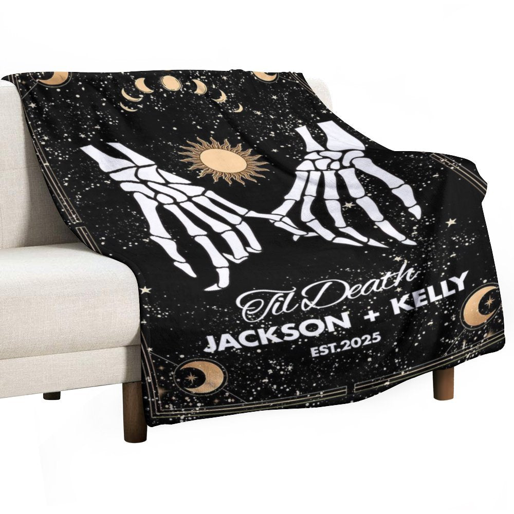 Aperturee - Skeleton Till Death Halloween Custom Name Blanket