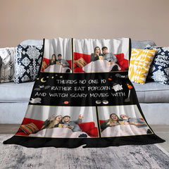 Aperturee - Black Halloween Night Bat Custom Text Photo Blanket