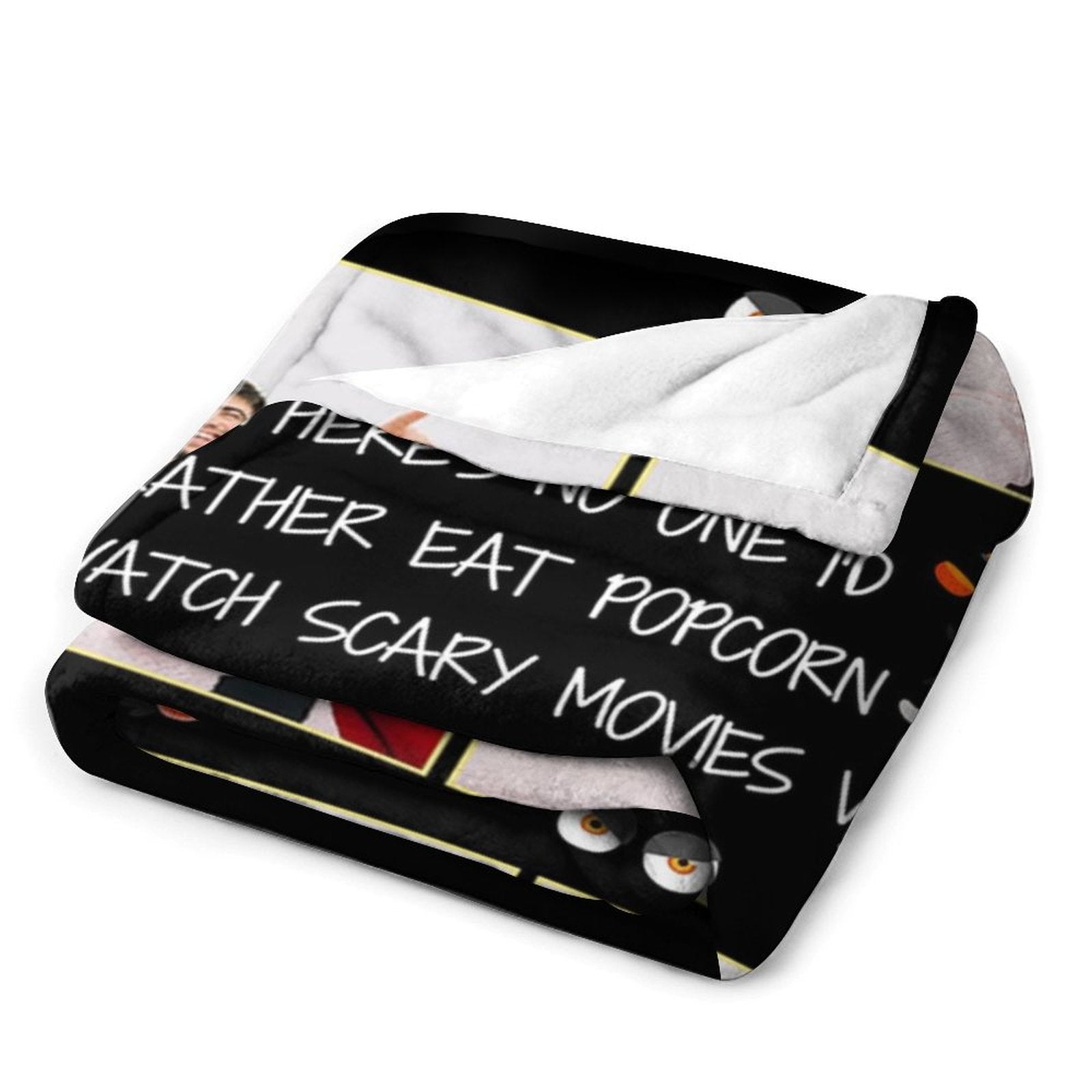 Aperturee - Black Halloween Night Bat Custom Text Photo Blanket