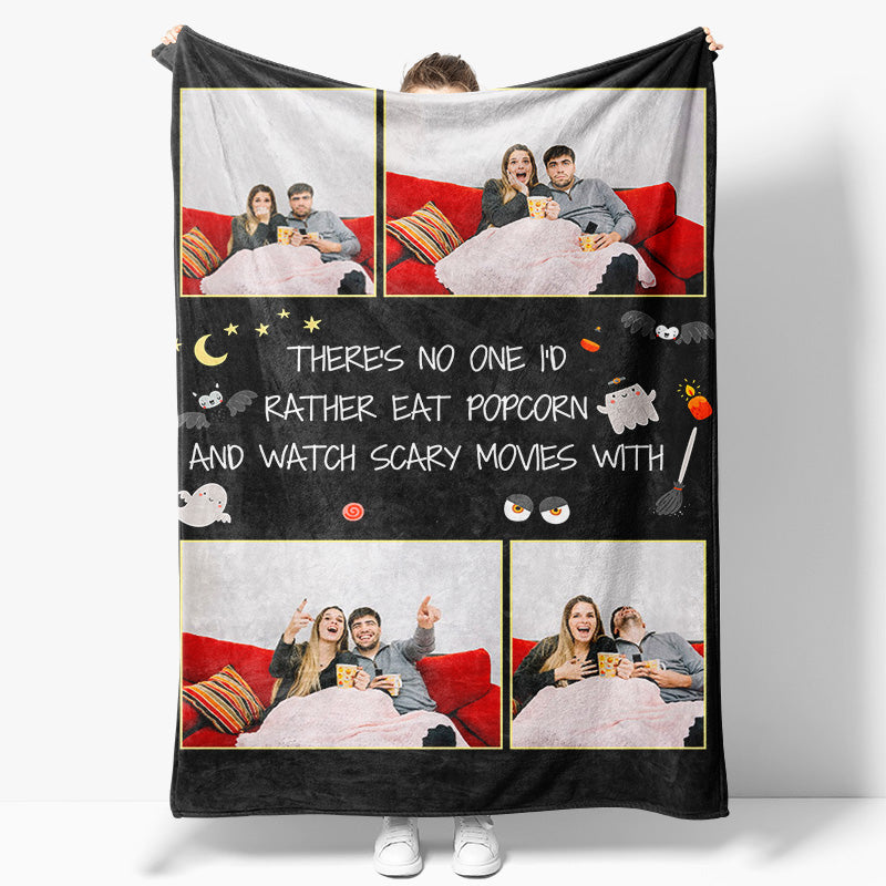 Aperturee - Black Halloween Night Bat Custom Text Photo Blanket