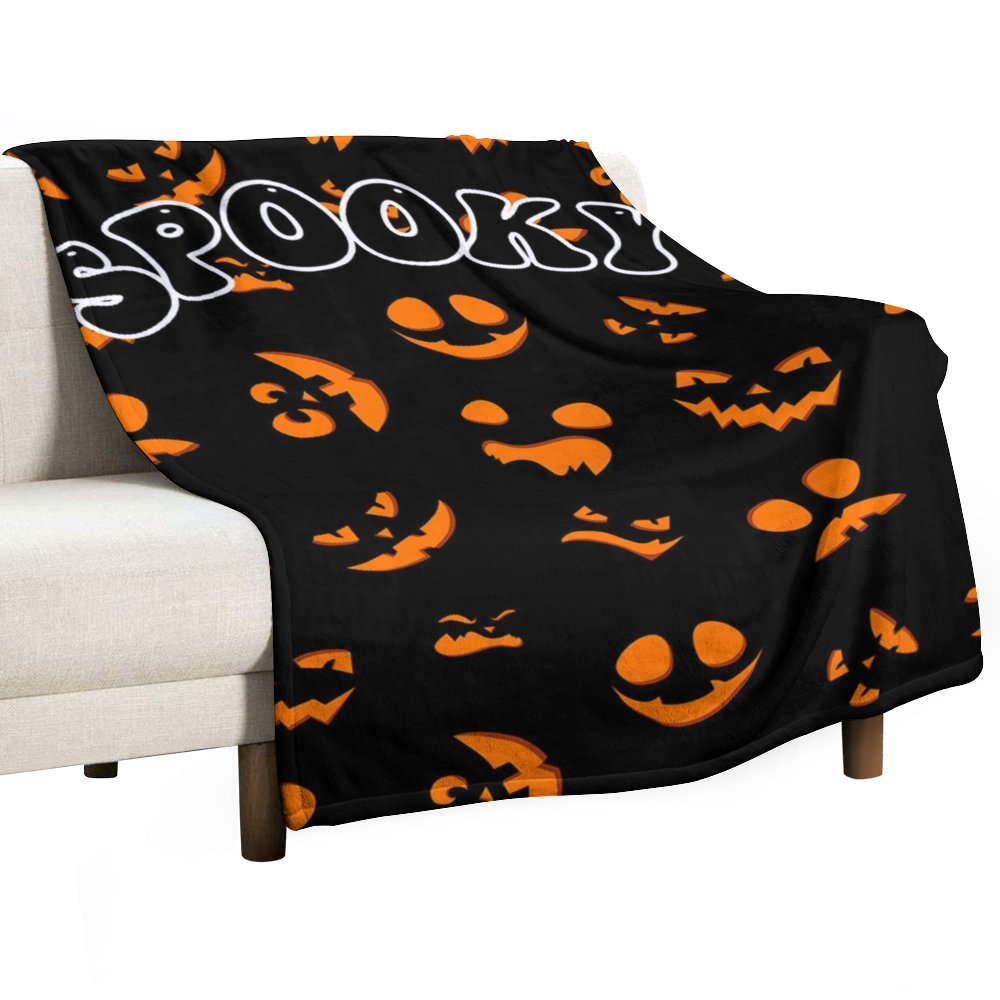 Aperturee - Black Orange Spooky Halloween Custom Text Blanket