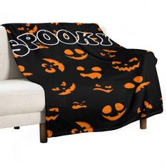 Aperturee - Black Orange Spooky Halloween Custom Text Blanket