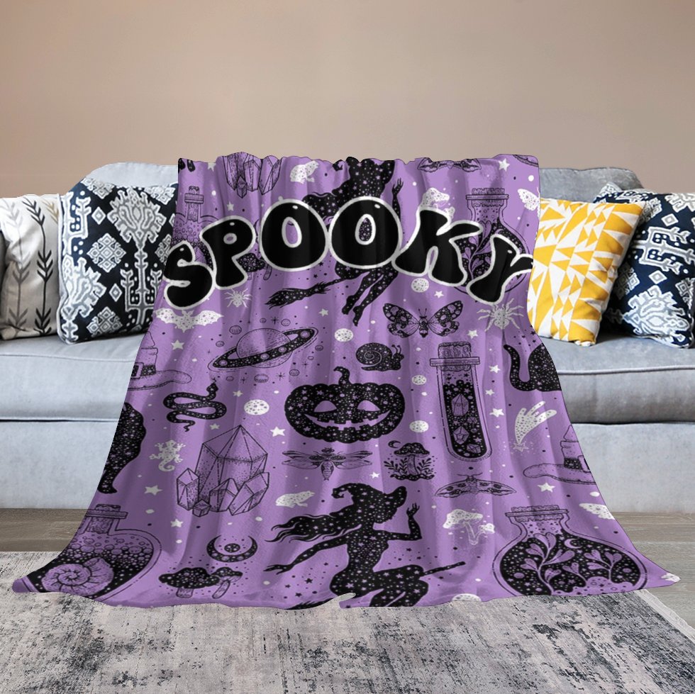 Aperturee - Purple Black Halloween Spooky Custom Text Blanket