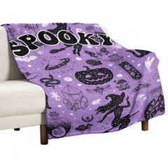 Aperturee - Purple Black Halloween Spooky Custom Text Blanket