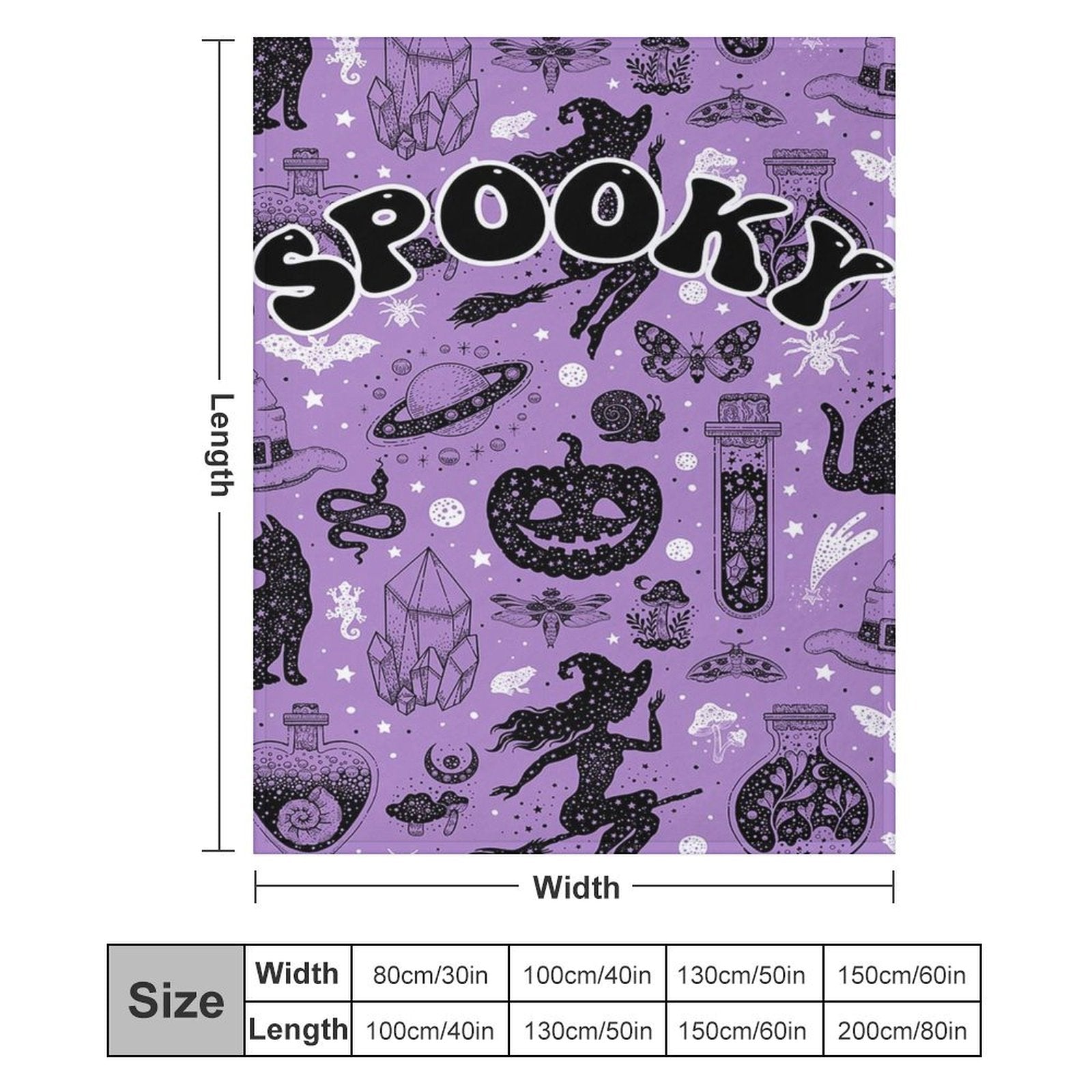 Aperturee - Purple Black Halloween Spooky Custom Text Blanket